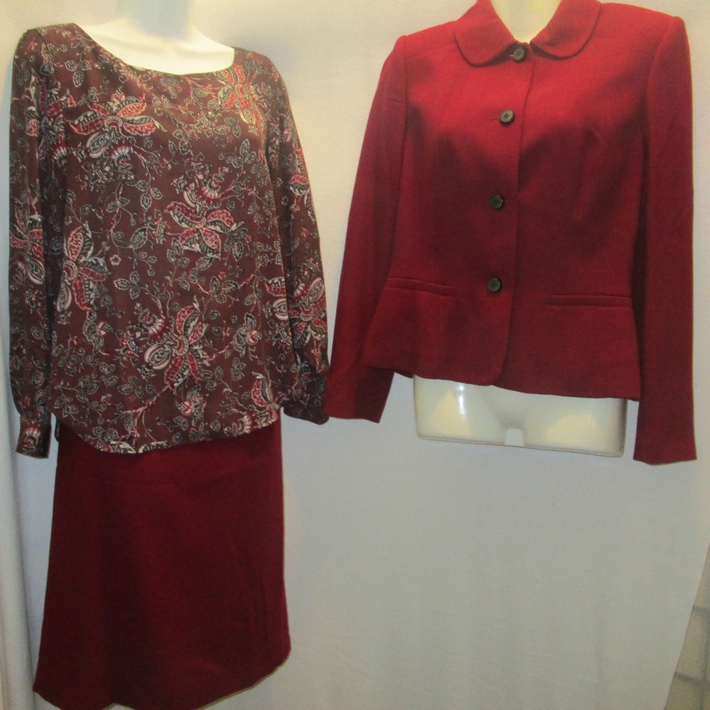 kasper skirt suit with Ann Taylor Blouse 3 pc set